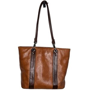 La Diva Brown Two‎ Tone Organizer Shoulder Bag
